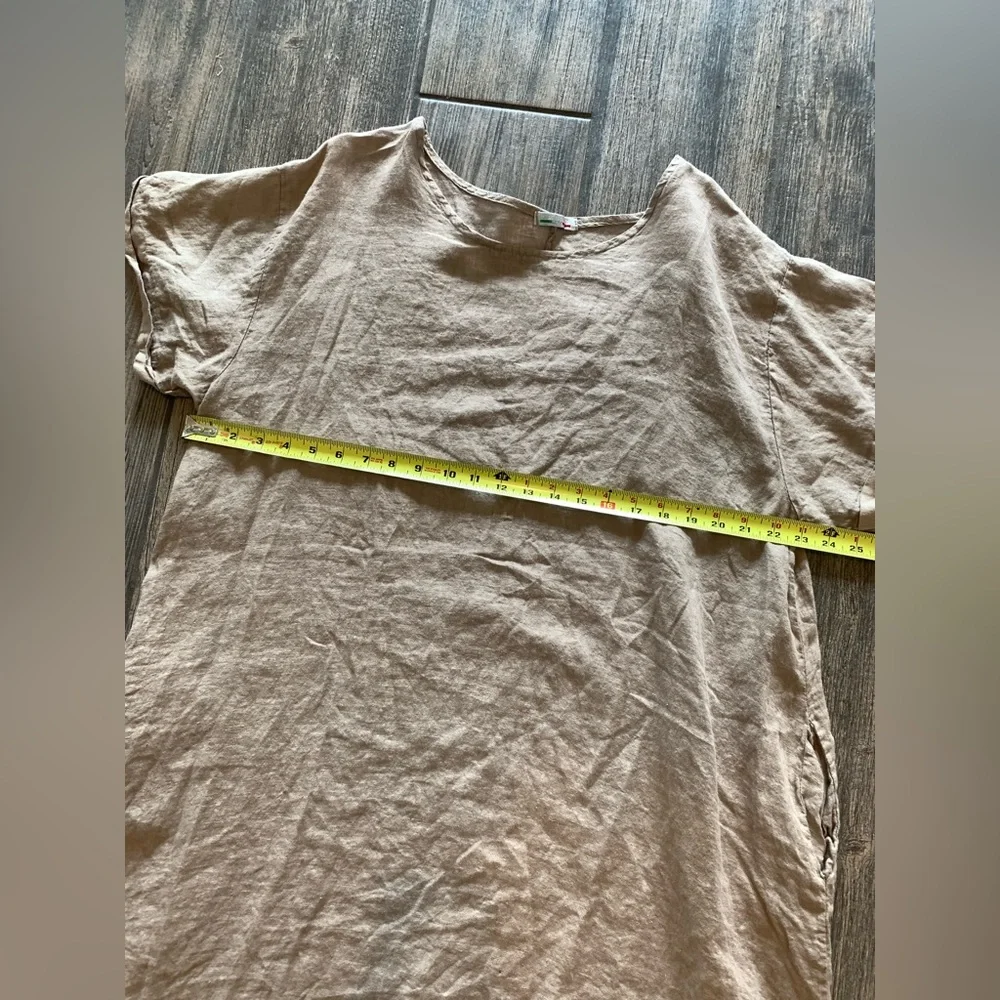Linen Brown Long Short Sleeve Top - Picture 7 of 7